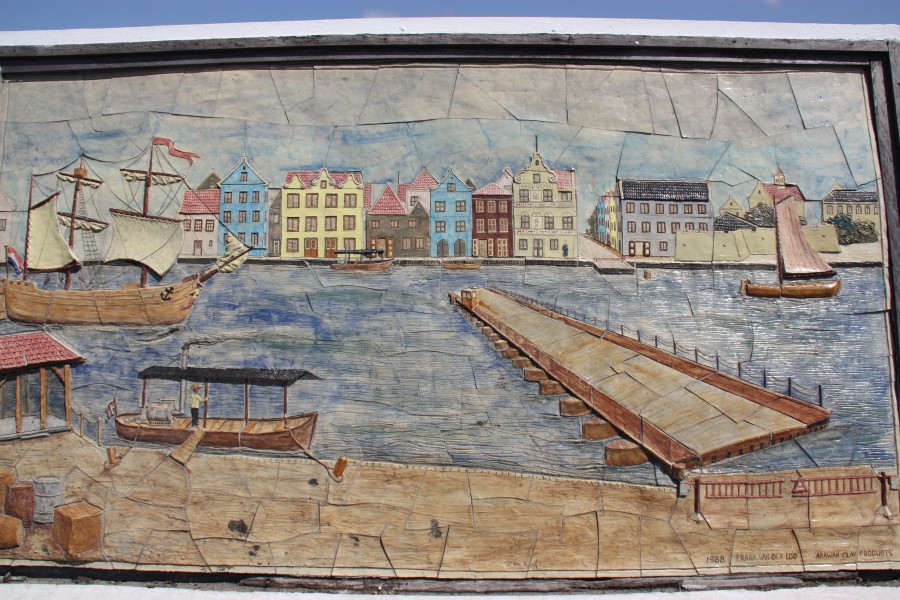 Zeichnung der Königin-Emma-Brücke in Willemstad