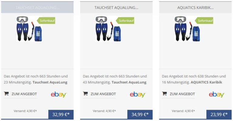 Schnorchelset im Preisvergleich